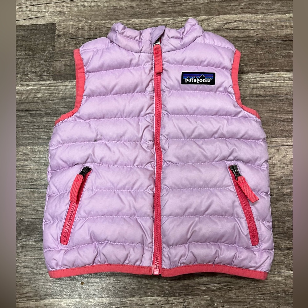 Patagonia Kids Puffer Vest Lavender with Pink Trim